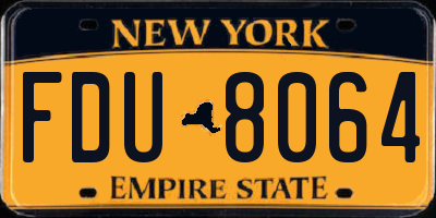 NY license plate FDU8064