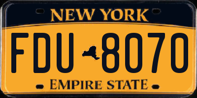NY license plate FDU8070