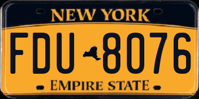 NY license plate FDU8076