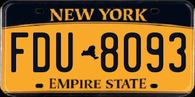 NY license plate FDU8093