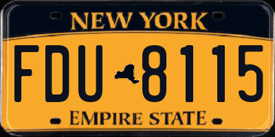 NY license plate FDU8115
