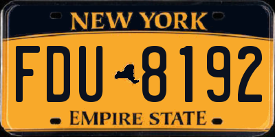 NY license plate FDU8192
