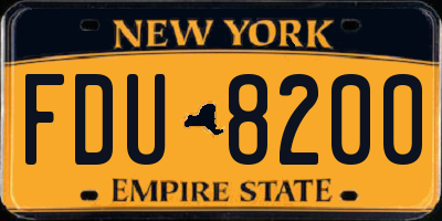 NY license plate FDU8200