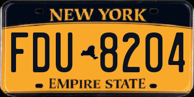 NY license plate FDU8204