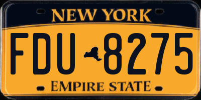 NY license plate FDU8275