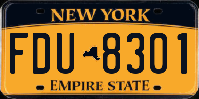 NY license plate FDU8301