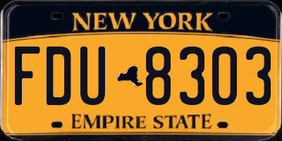 NY license plate FDU8303