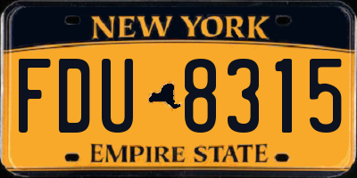 NY license plate FDU8315
