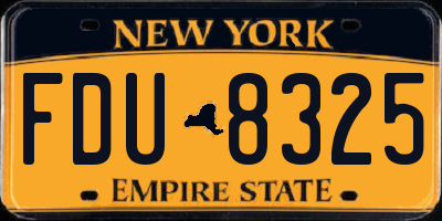 NY license plate FDU8325