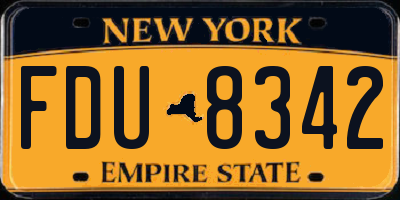 NY license plate FDU8342