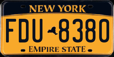 NY license plate FDU8380