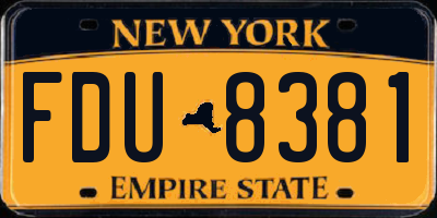 NY license plate FDU8381