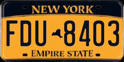 NY license plate FDU8403