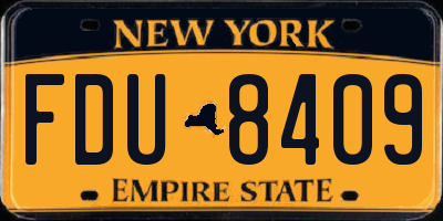 NY license plate FDU8409