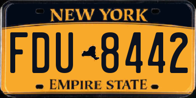 NY license plate FDU8442