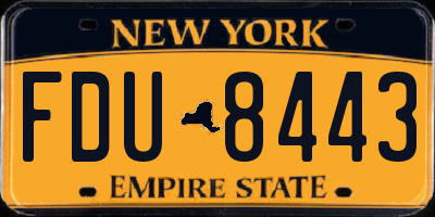 NY license plate FDU8443
