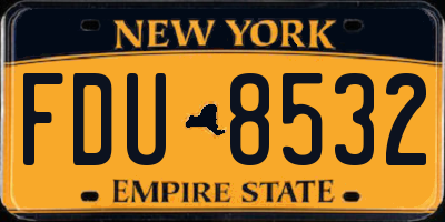 NY license plate FDU8532