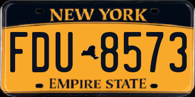 NY license plate FDU8573