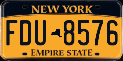NY license plate FDU8576
