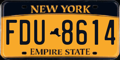 NY license plate FDU8614