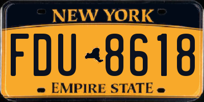 NY license plate FDU8618