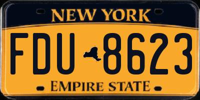 NY license plate FDU8623
