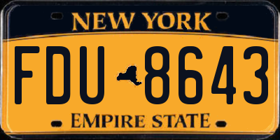 NY license plate FDU8643