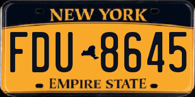NY license plate FDU8645