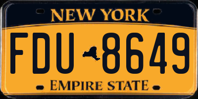 NY license plate FDU8649