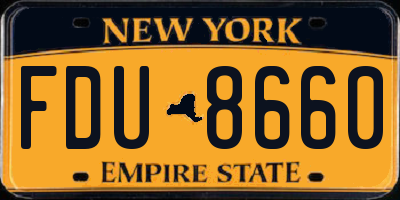 NY license plate FDU8660