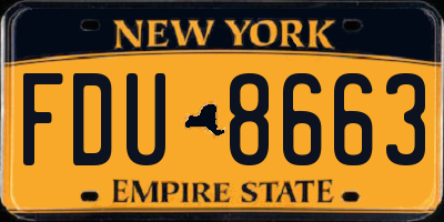 NY license plate FDU8663