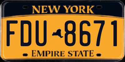 NY license plate FDU8671