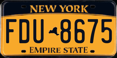 NY license plate FDU8675