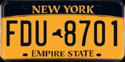 NY license plate FDU8701