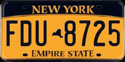 NY license plate FDU8725