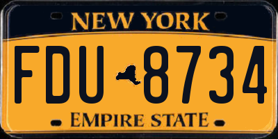 NY license plate FDU8734