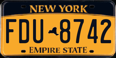 NY license plate FDU8742