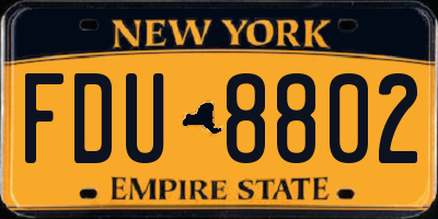 NY license plate FDU8802