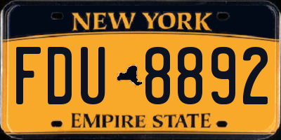 NY license plate FDU8892