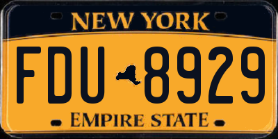 NY license plate FDU8929