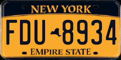 NY license plate FDU8934