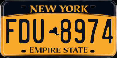 NY license plate FDU8974