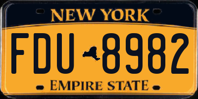 NY license plate FDU8982