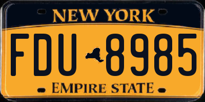NY license plate FDU8985
