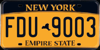 NY license plate FDU9003
