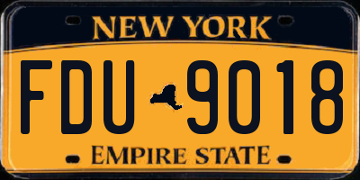 NY license plate FDU9018