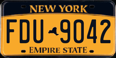 NY license plate FDU9042