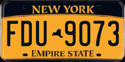 NY license plate FDU9073