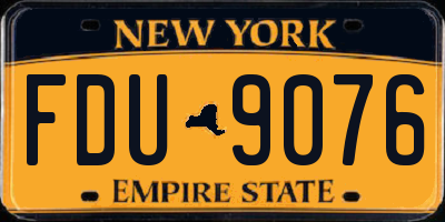 NY license plate FDU9076