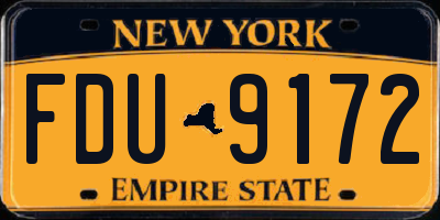 NY license plate FDU9172